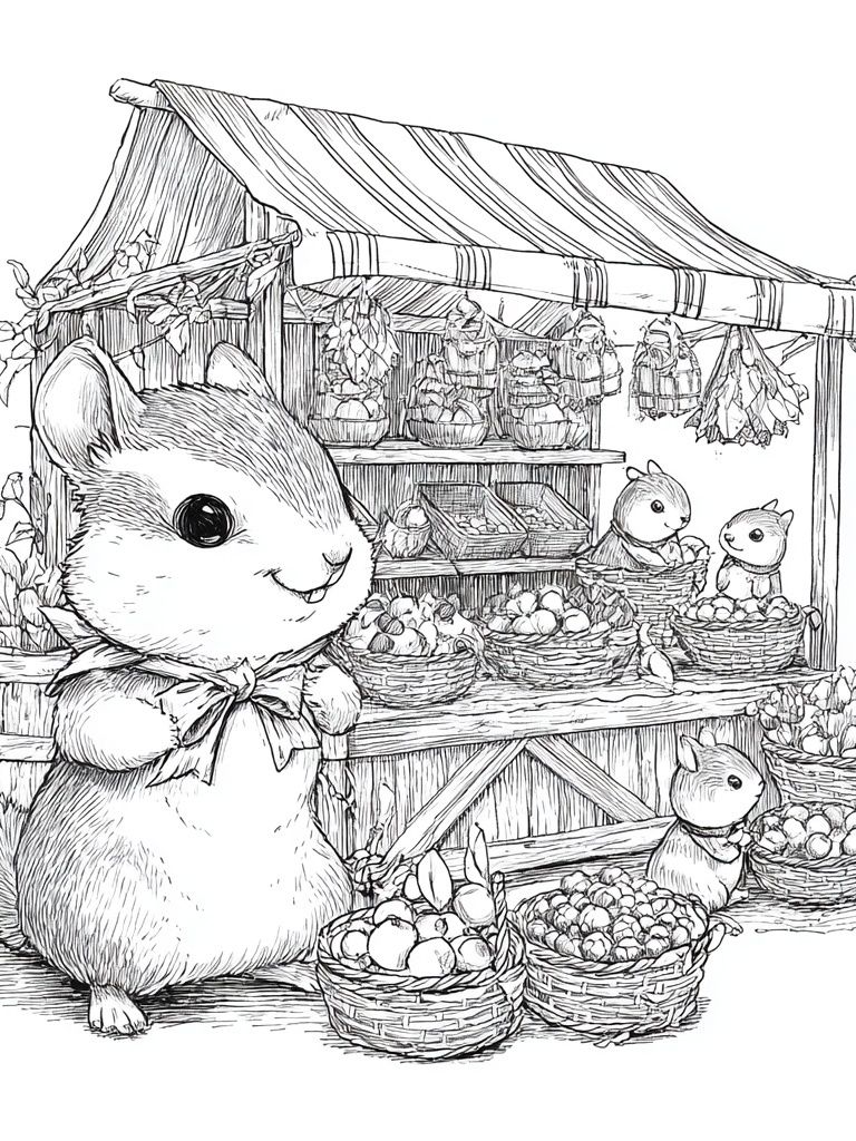 Cute Bunny Market Sketch Poster. poster detail