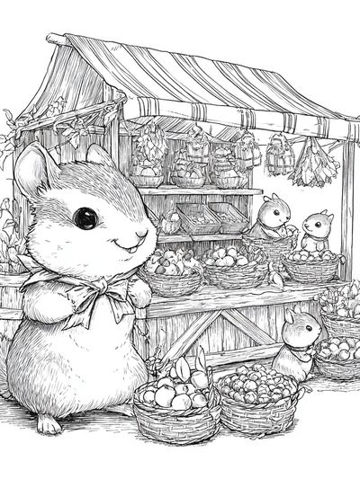 Cute Bunny Market Sketch Poster. poster