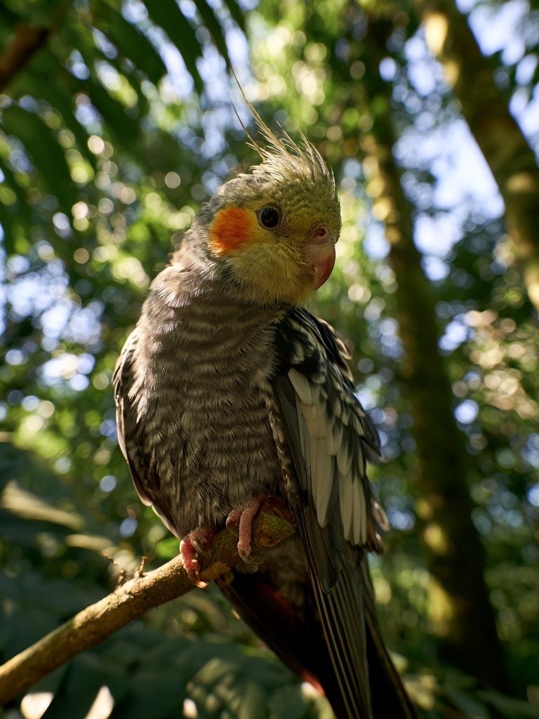 Cockatiel in Forest Light Poster. poster detail