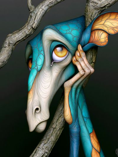 Surreal Giraffe Portrait Poster. poster