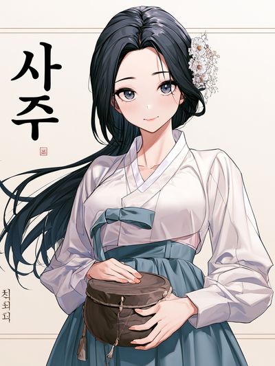 Korean Hanbok Portrait Anime Print.