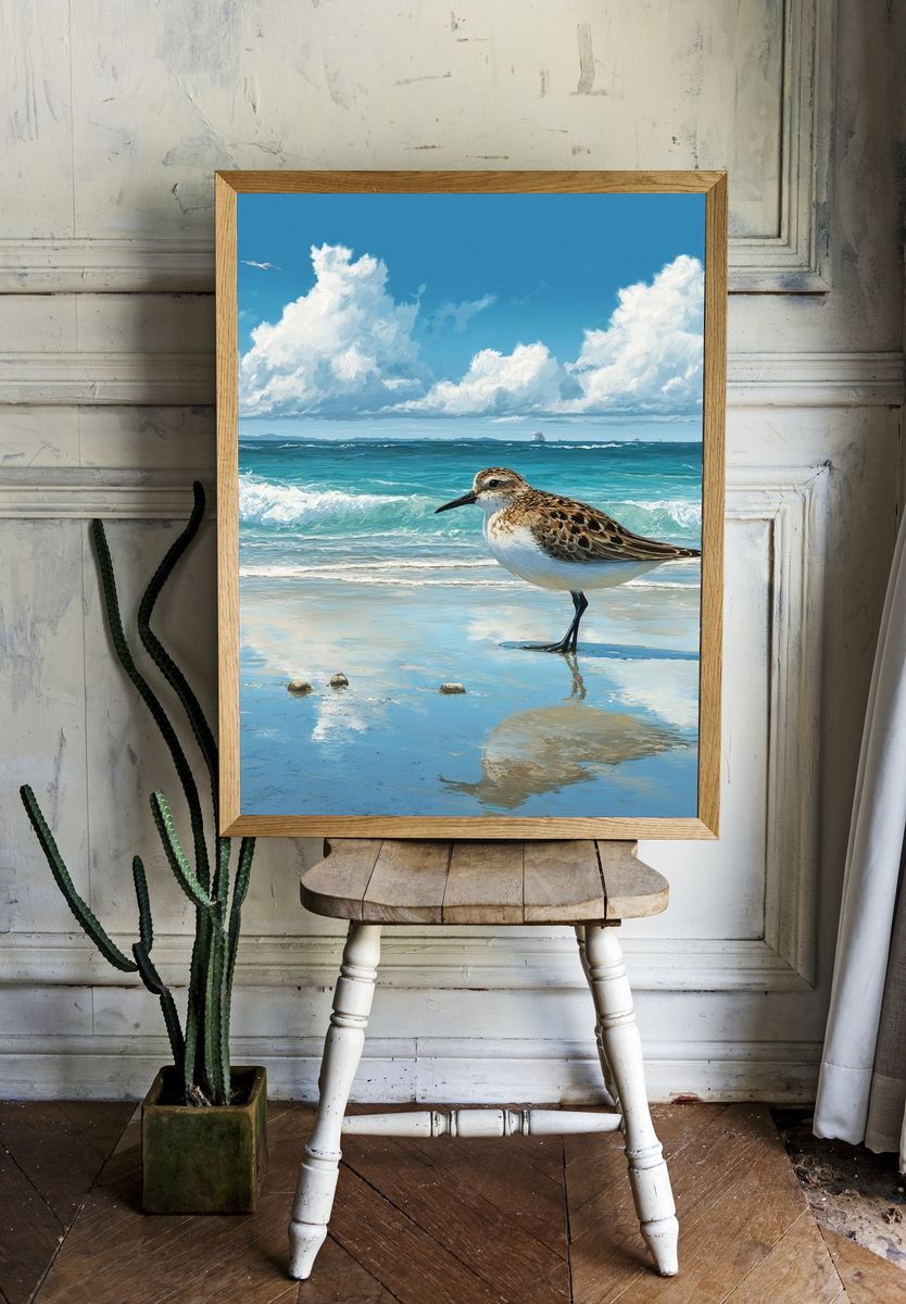 Shorebird at the Seaside Illustration Poster. — room view 1
