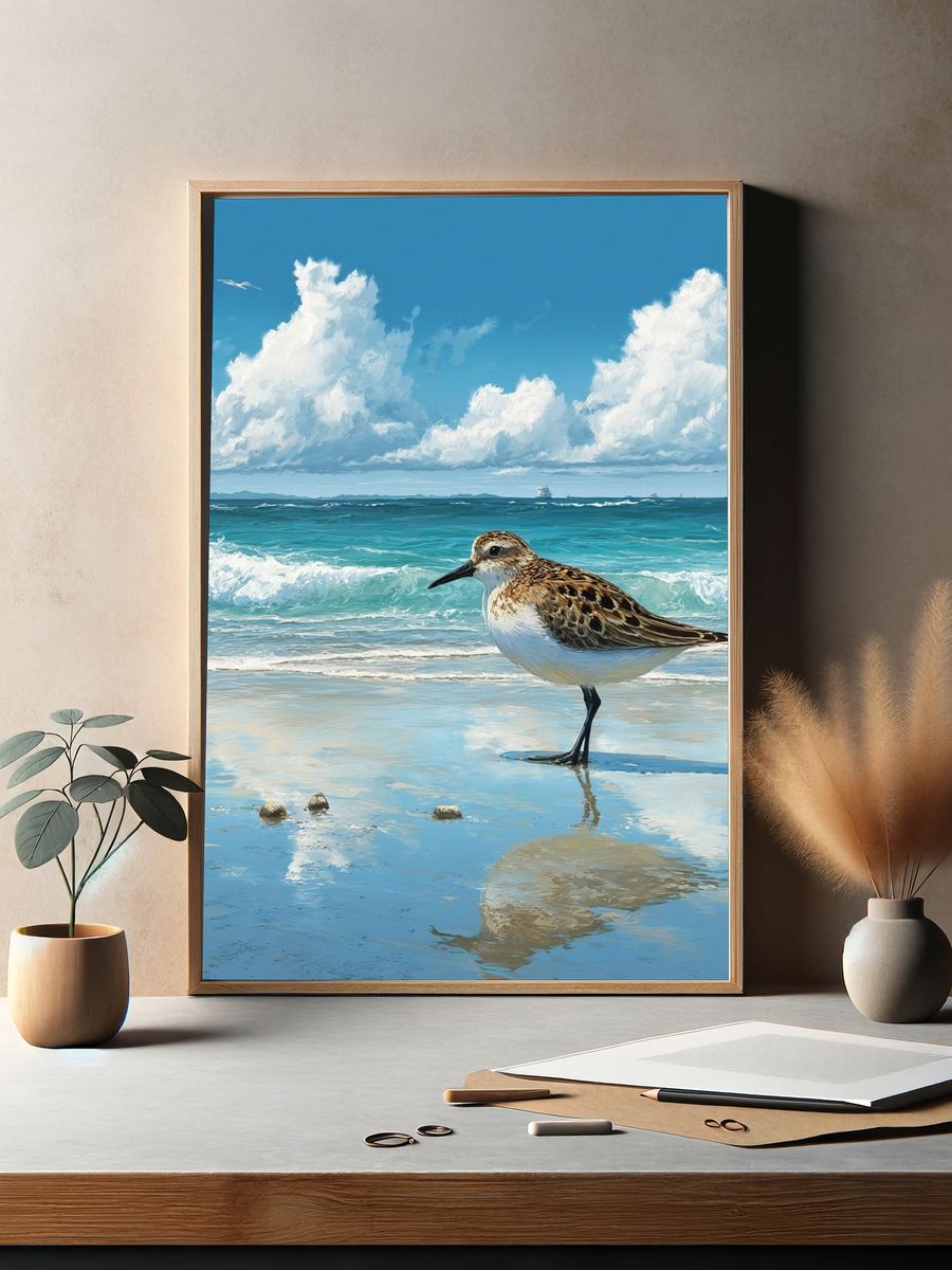 Shorebird at the Seaside Illustration Poster. — room view 2