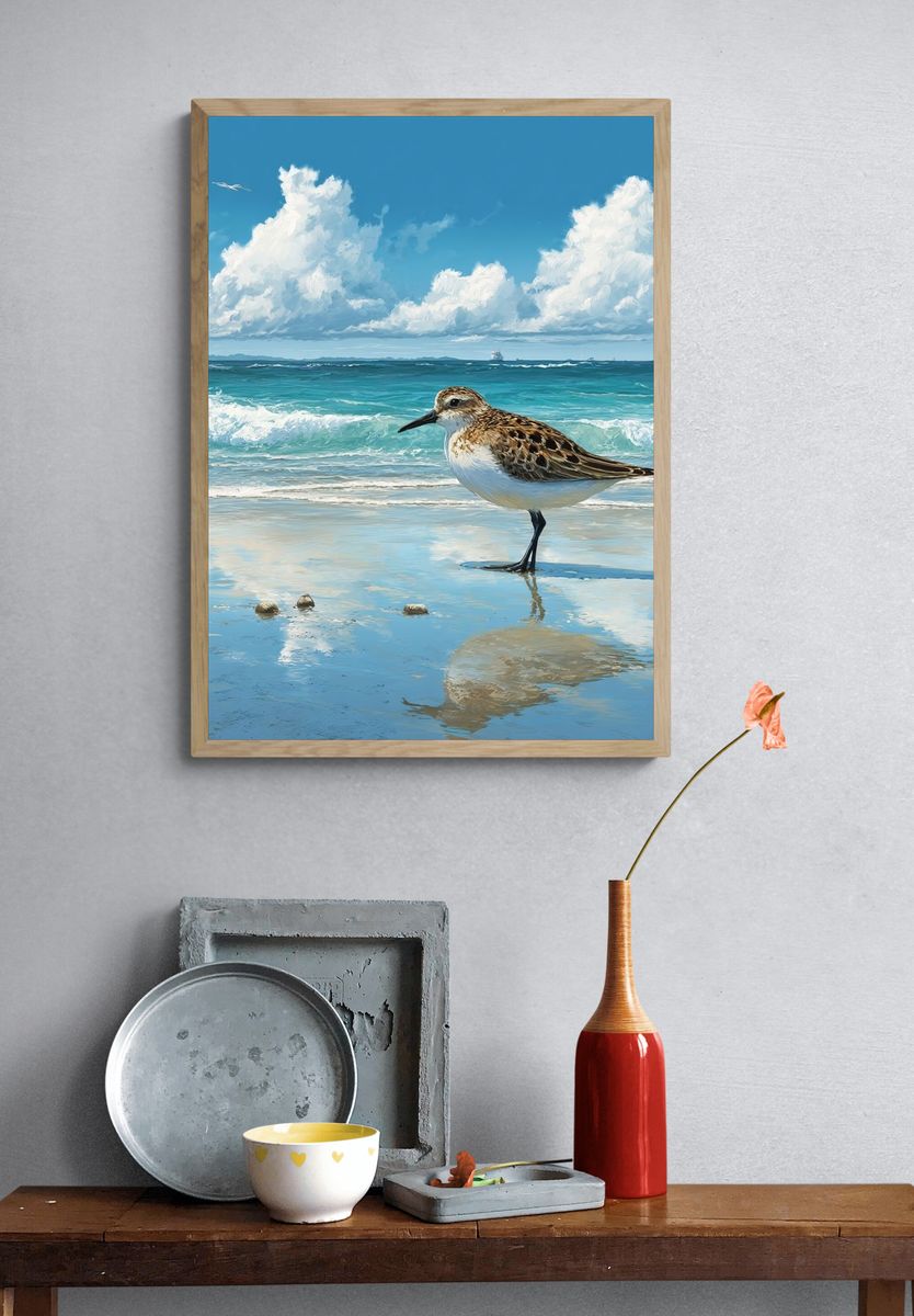 Shorebird at the Seaside Illustration Poster. — room view 3
