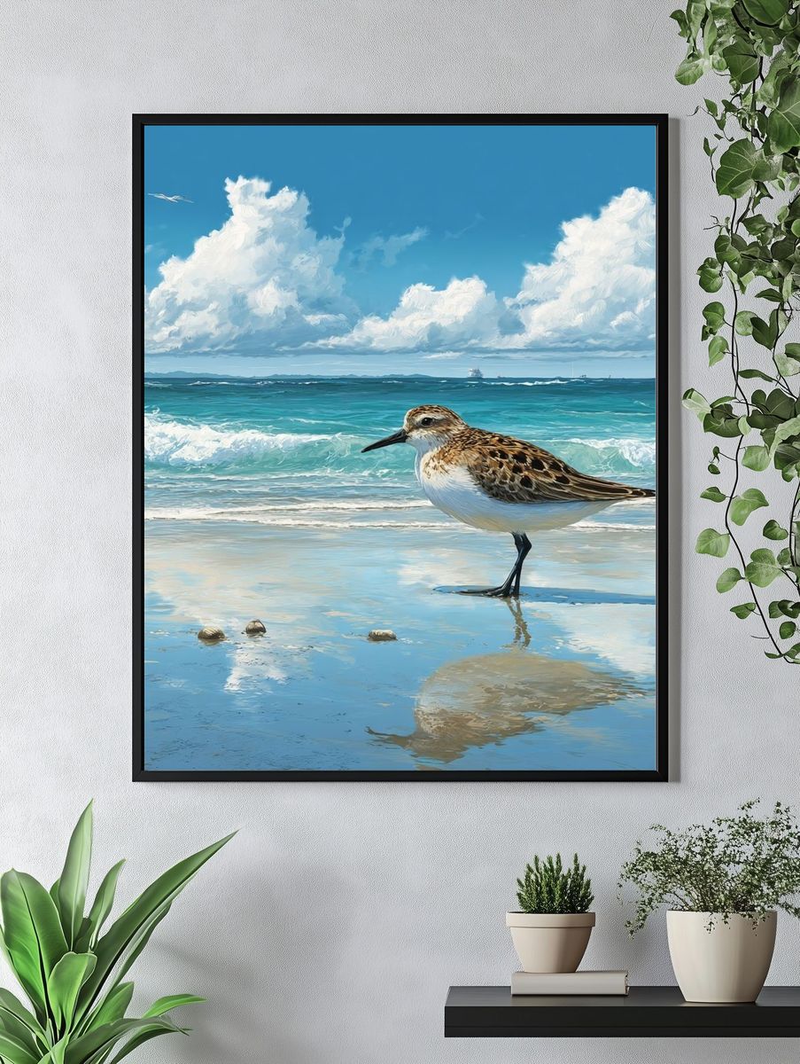 Shorebird at the Seaside Illustration Poster. — room view 4