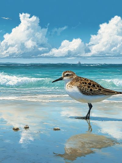 Shorebird at the Seaside Illustration Poster. poster