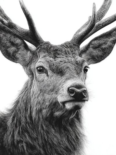Majestic Deer Black-White Print. poster print