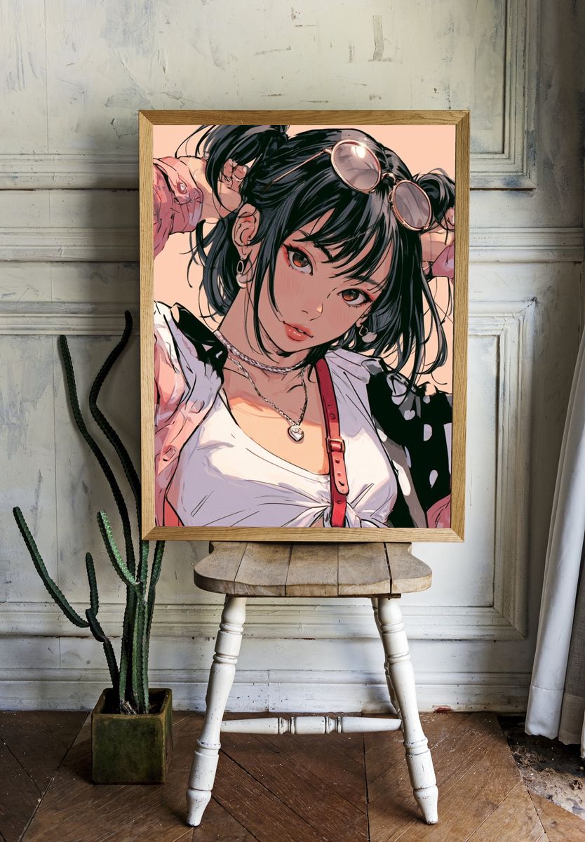 Anime Girl Portrait Print. room preview
