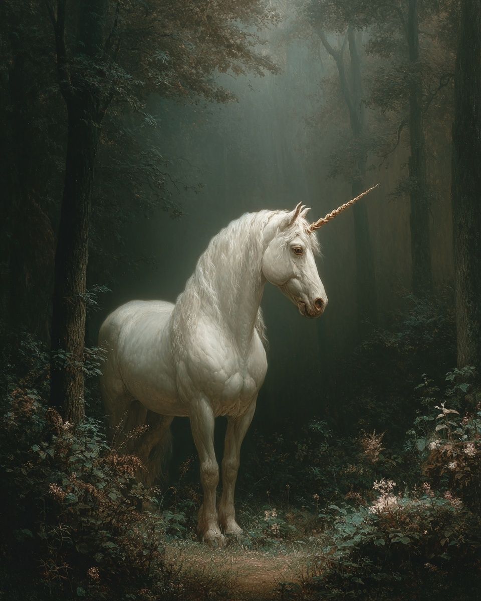Enchanted Unicorn Forest Print. poster detail