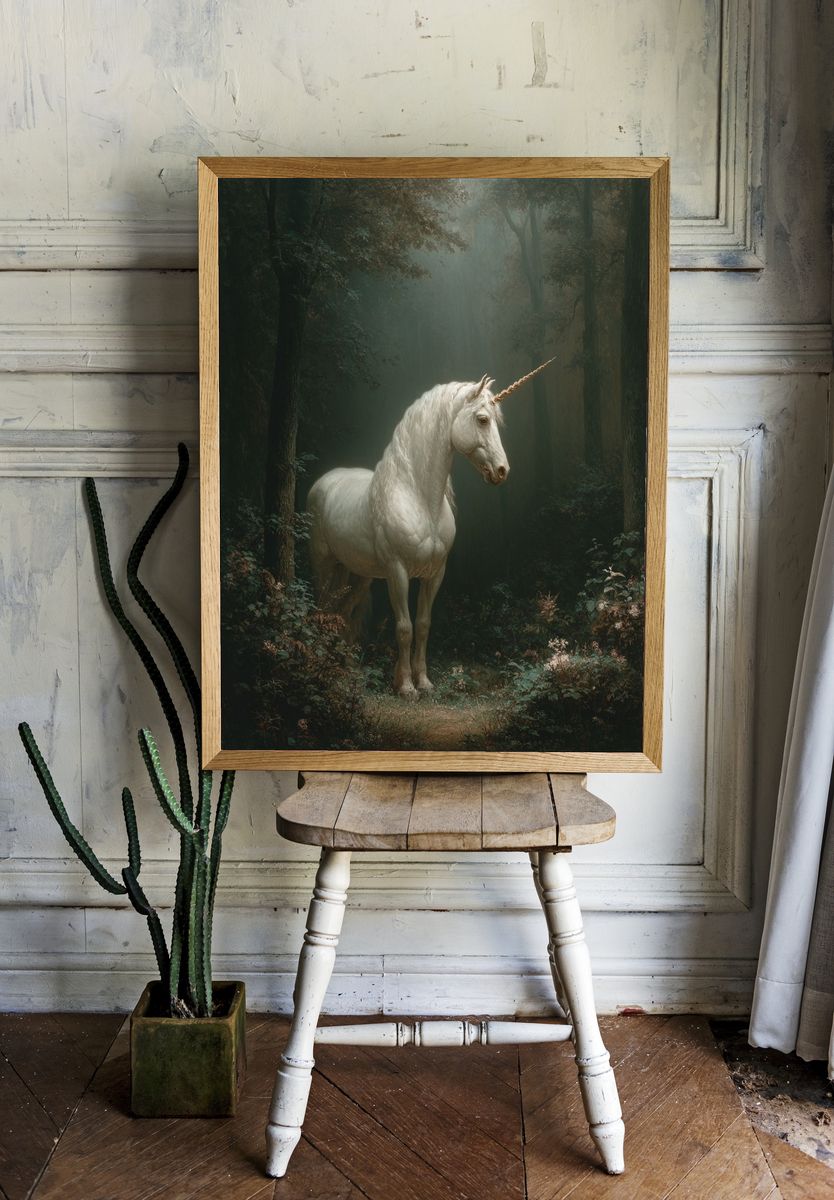 Enchanted Unicorn Forest Print. — room view 1
