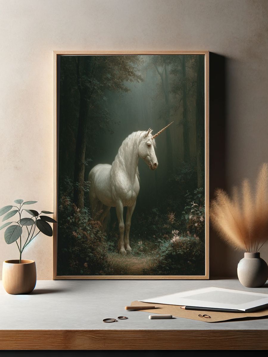 Enchanted Unicorn Forest Print. — room view 2