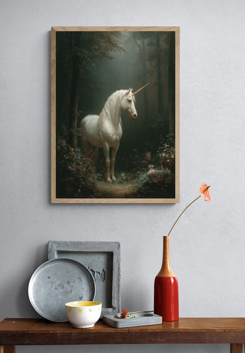 Enchanted Unicorn Forest Print. — room view 3