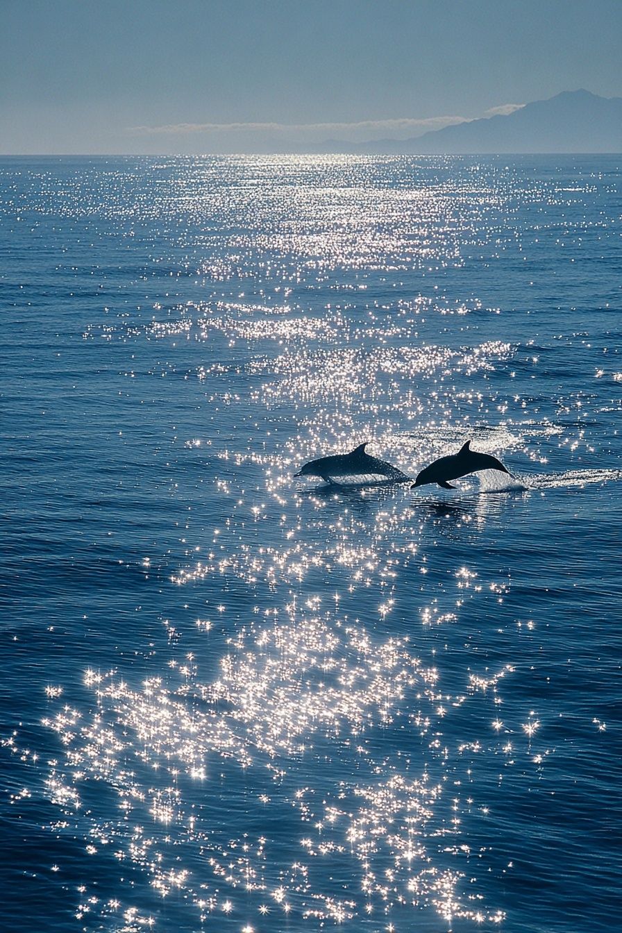 Dolphins at Sea Photography Poster. poster detail