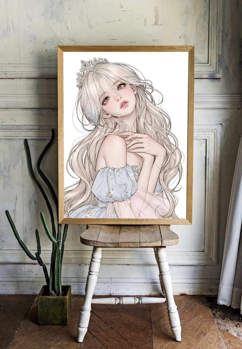 Elegant Anime Princess Portrait Poster. room preview