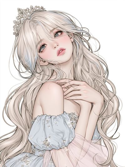 Elegant Anime Princess Portrait Poster.