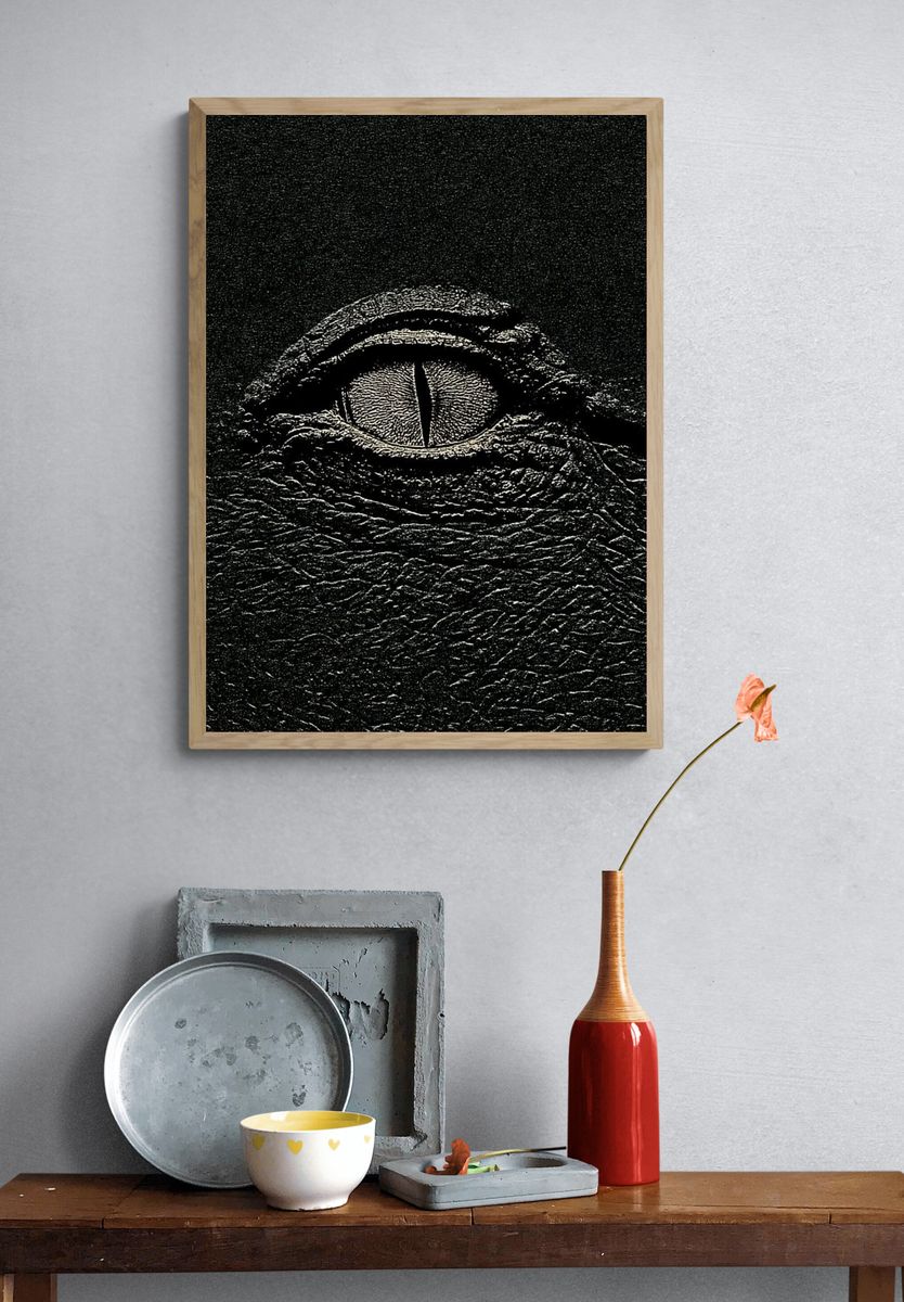 Crocodile Eye Photography Poster. — room view 3