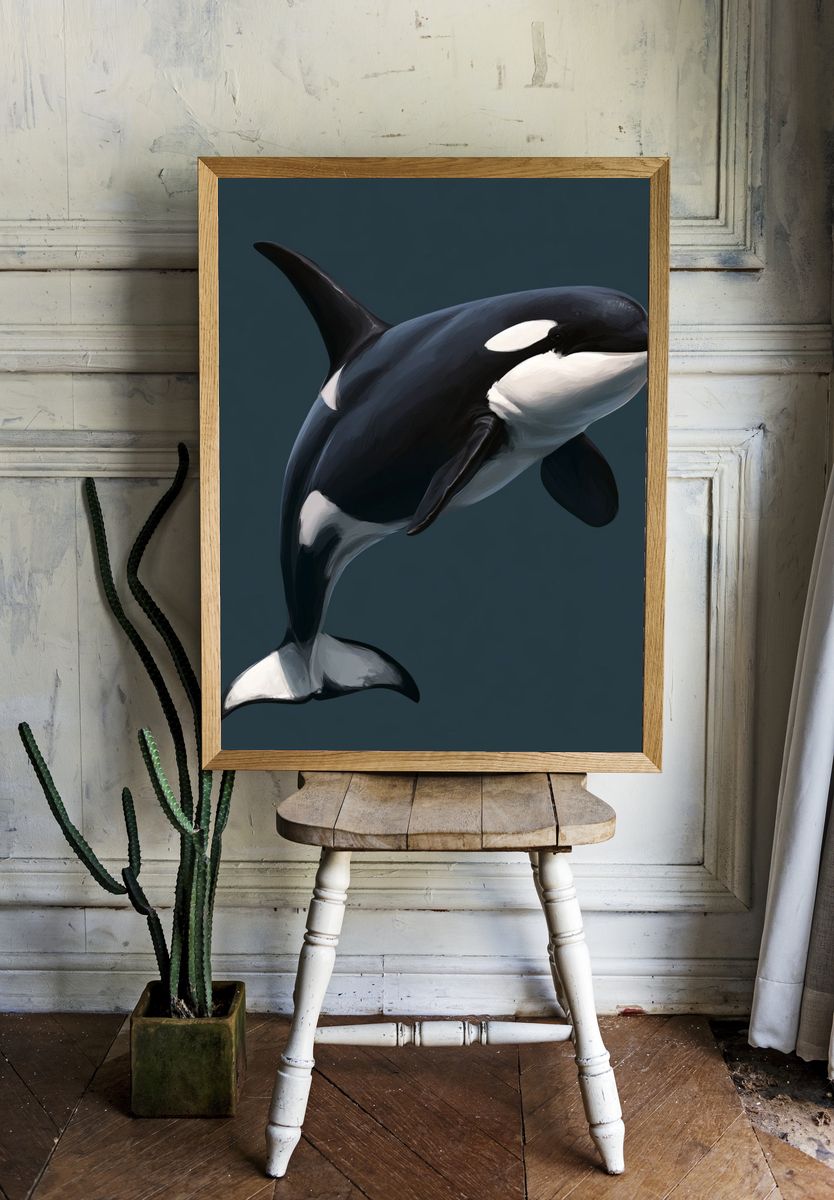 Orca Digital Art Poster. room preview