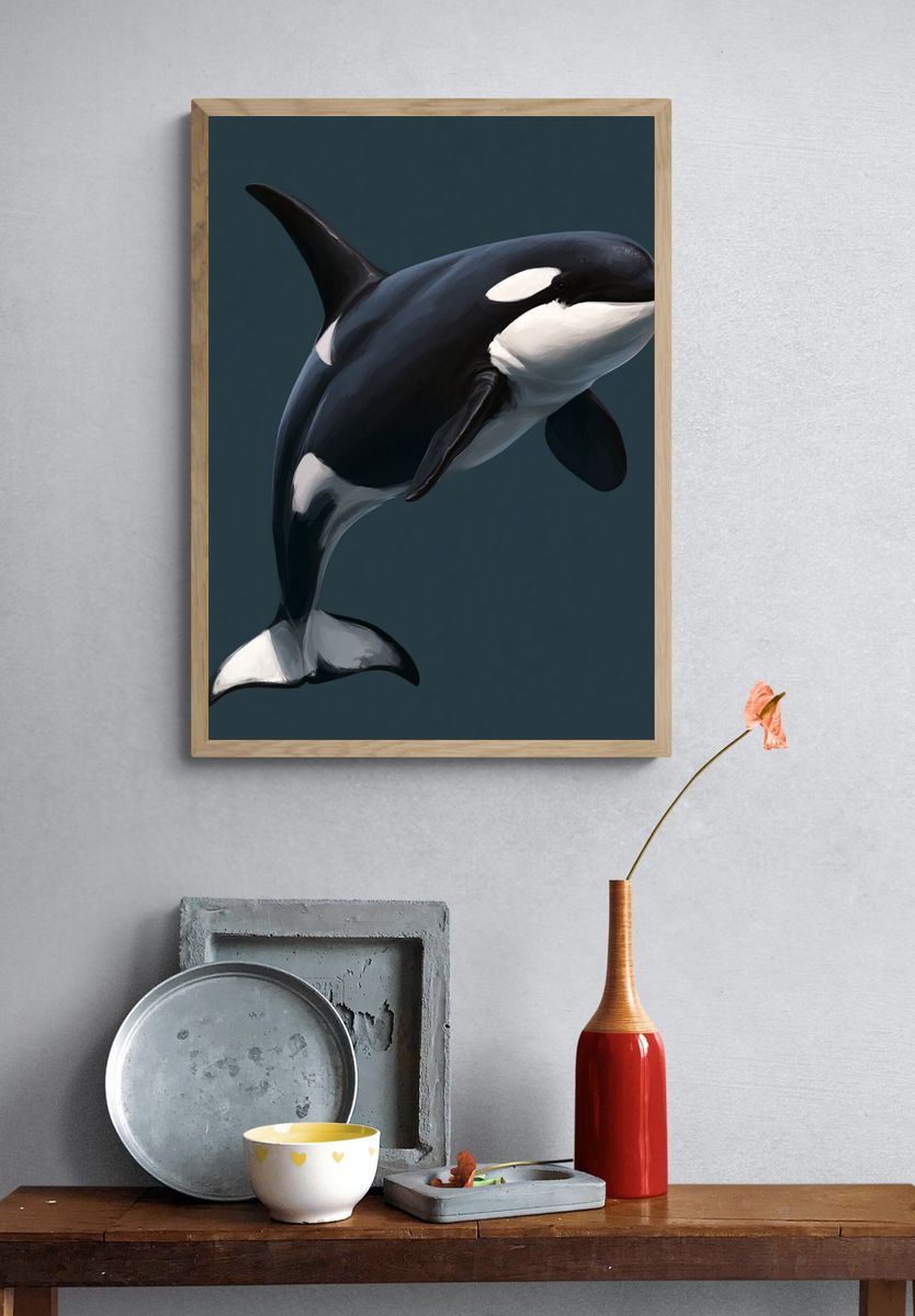 Orca Digital Art Poster. — room view 3