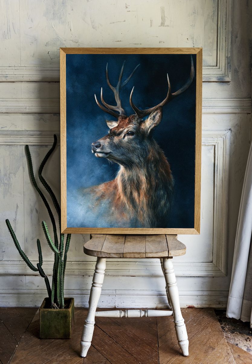 Majestic Stag Portrait Print. — room view 1