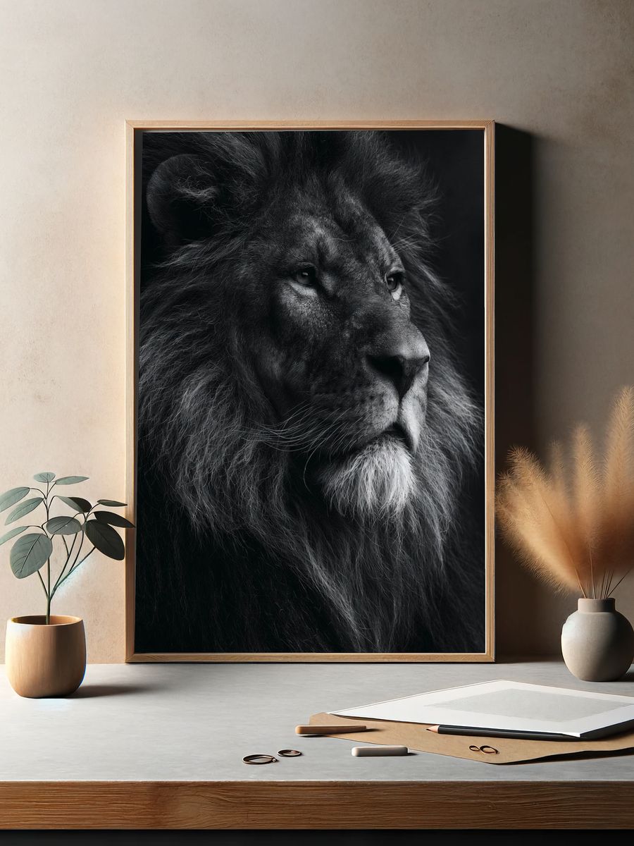 Majestic Lion Portrait Print. — room view 2