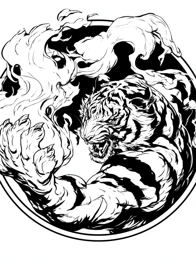 Roaring Tiger Ink Poster. poster — animals art