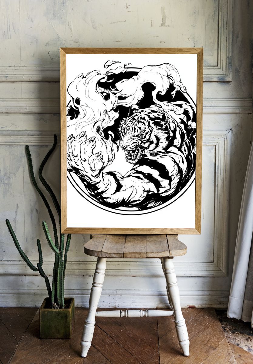 Roaring Tiger Ink Poster. room preview