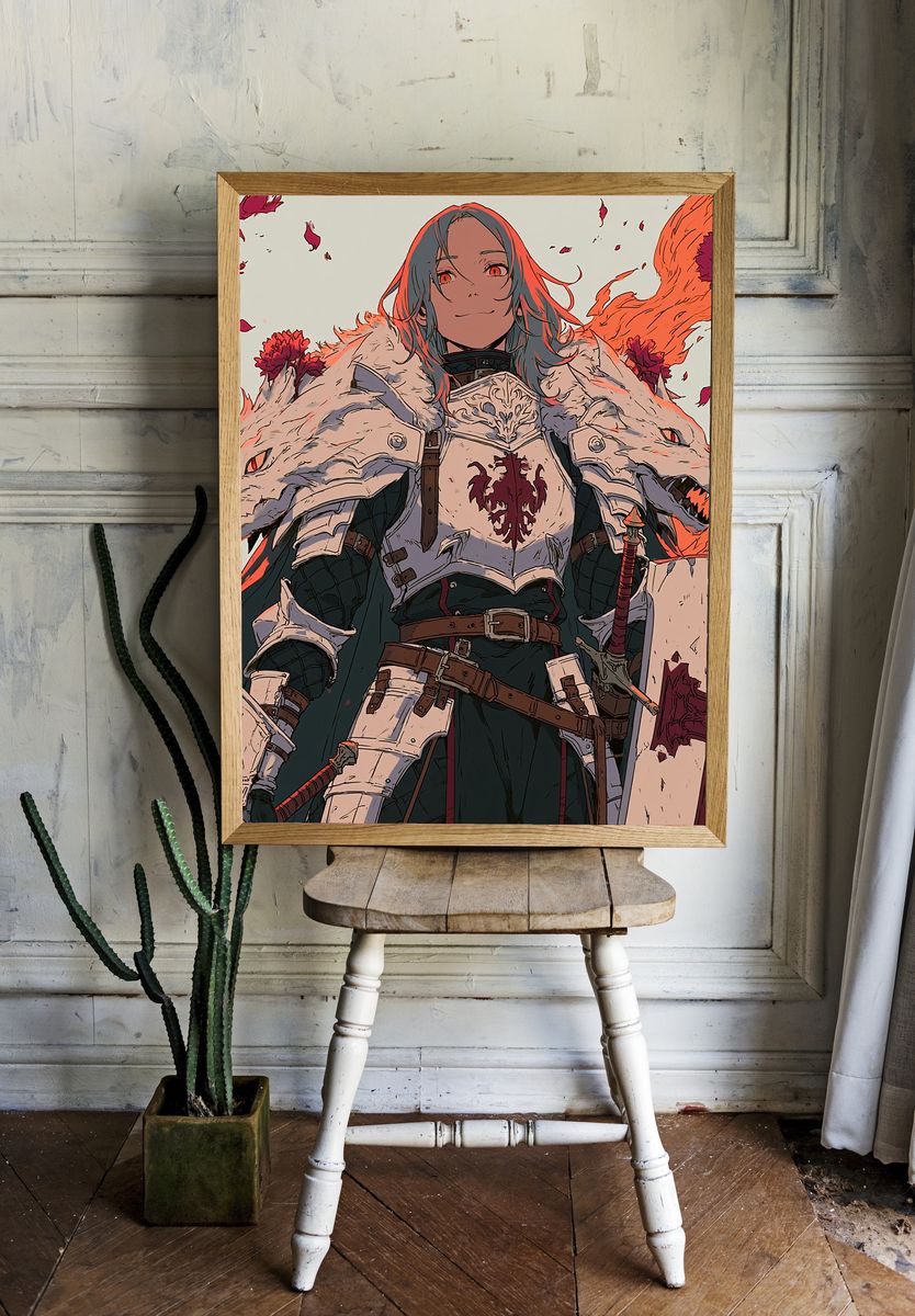 Armored Anime Warrior Poster. — room view 1