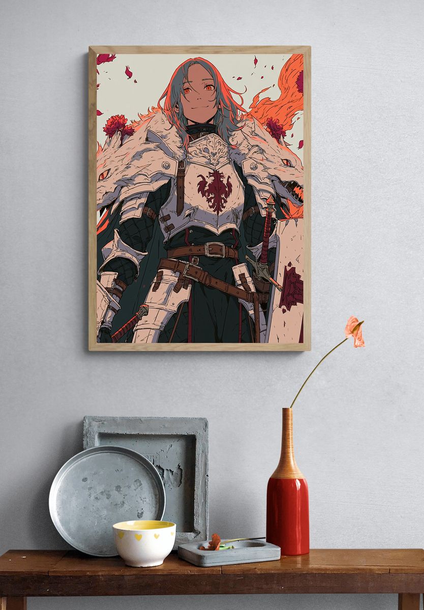 Armored Anime Warrior Poster. — room view 3