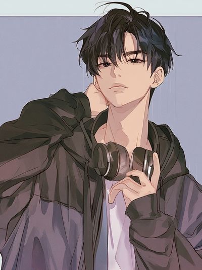 Anime Boy with Headphones Poster. poster