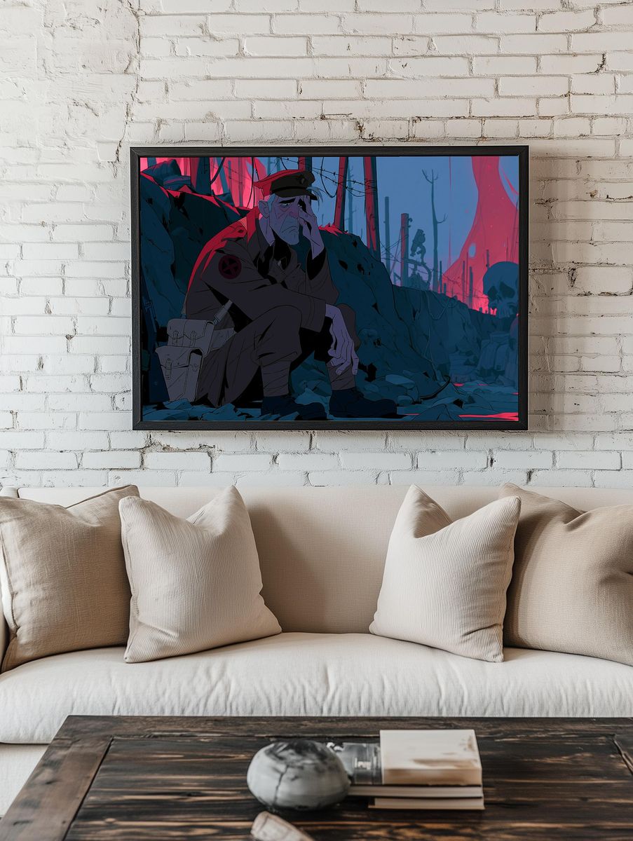 War-Torn Soldier Anime Poster. — room view 1