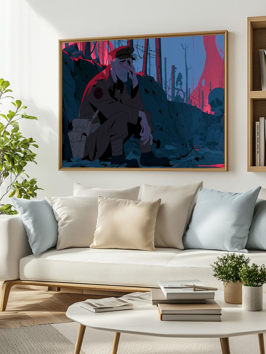 War-Torn Soldier Anime Poster. — room view 2