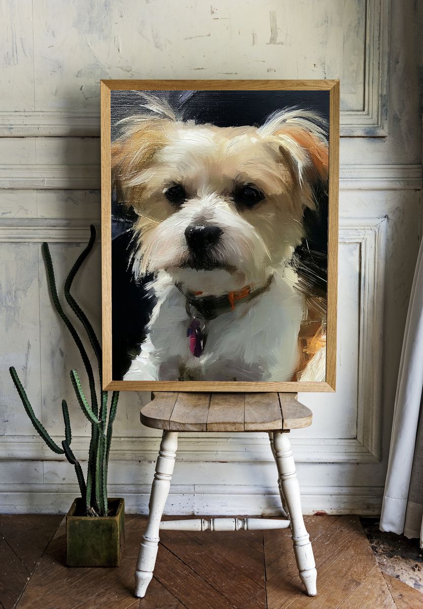 Fluffy Terrier Portrait Poster. room preview