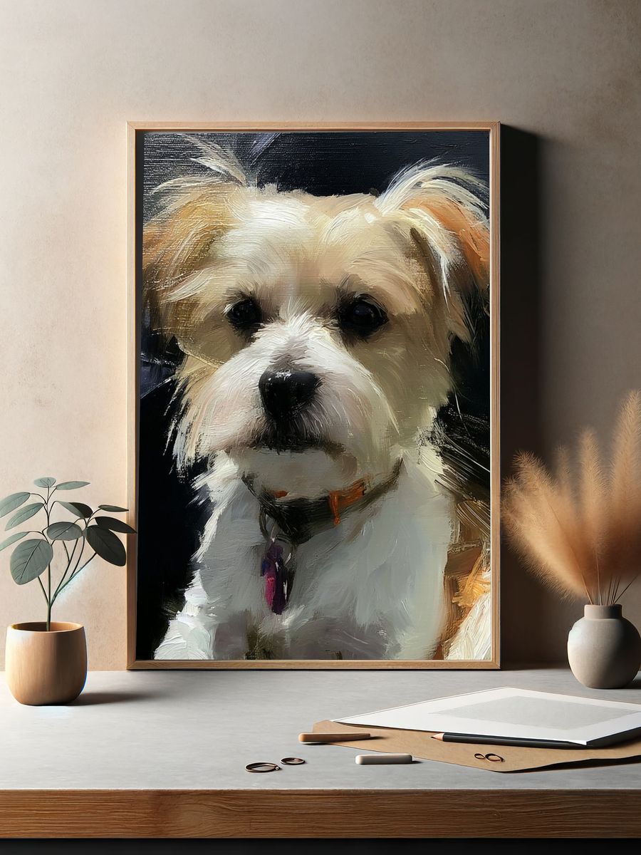 Fluffy Terrier Portrait Poster. — room view 2