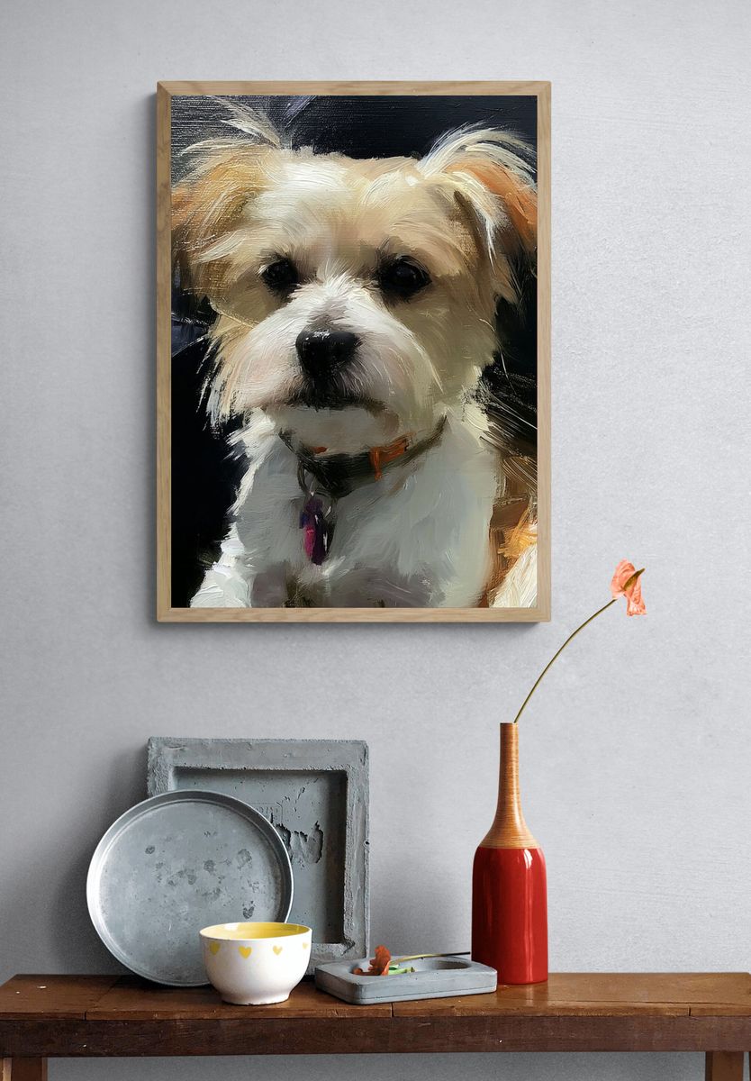 Fluffy Terrier Portrait Poster. — room view 3