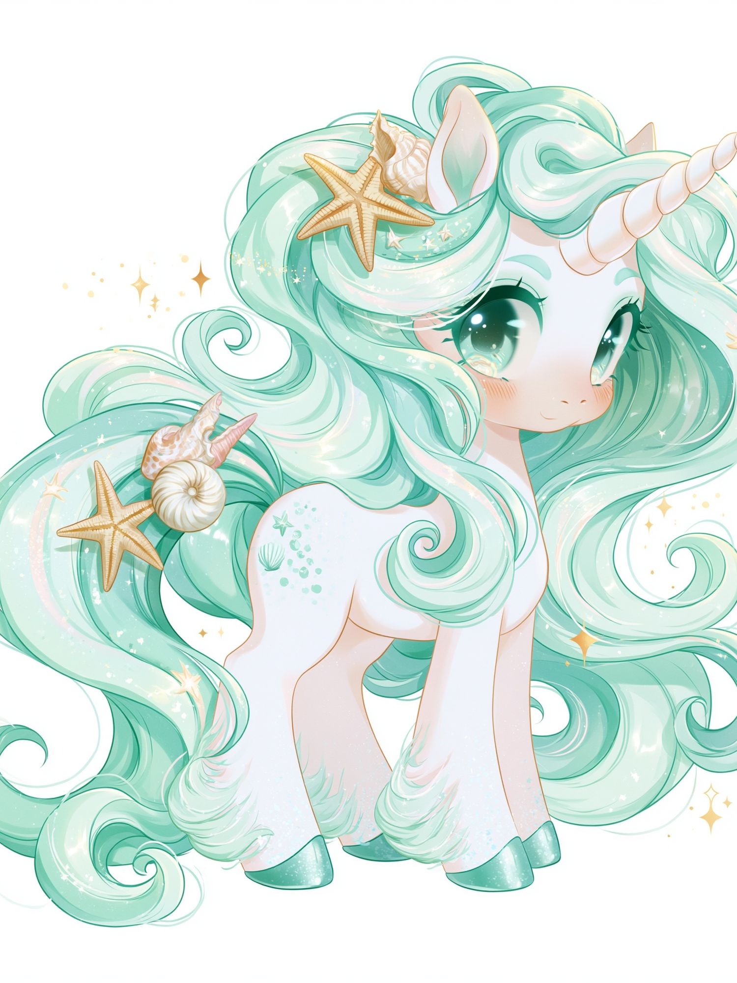 Sea Unicorn Kawaii Illustration Poster. poster — anime art