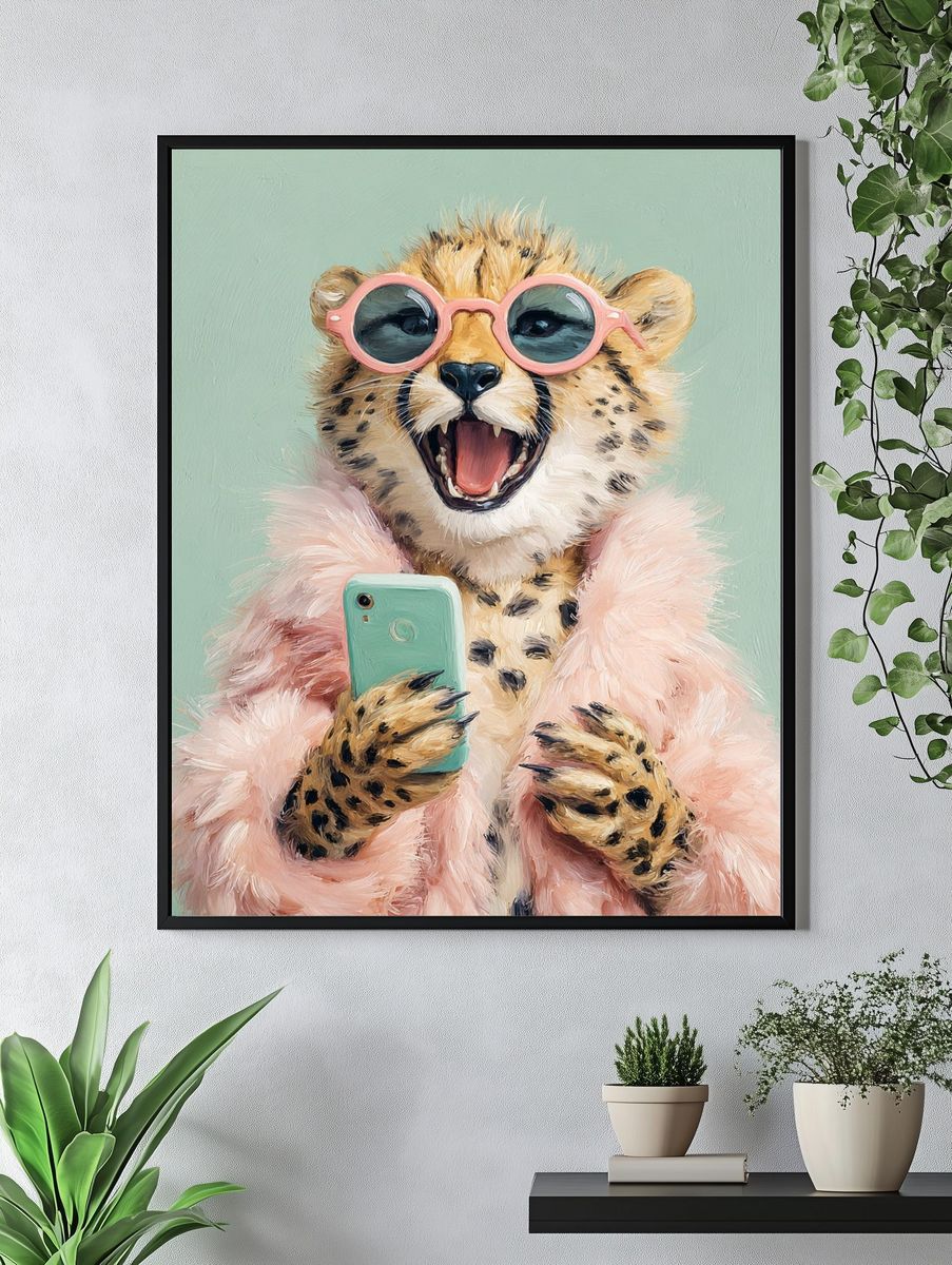 Cool Cheetah Portrait Illustration Poster. — room view 4