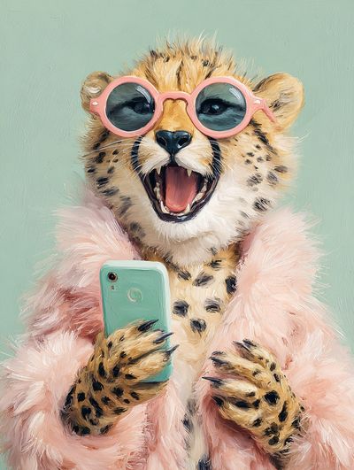 Cool Cheetah Portrait Illustration Poster. poster print