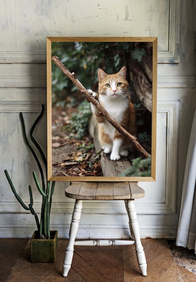 Curious Ginger Cat Photography Poster. — room view 1