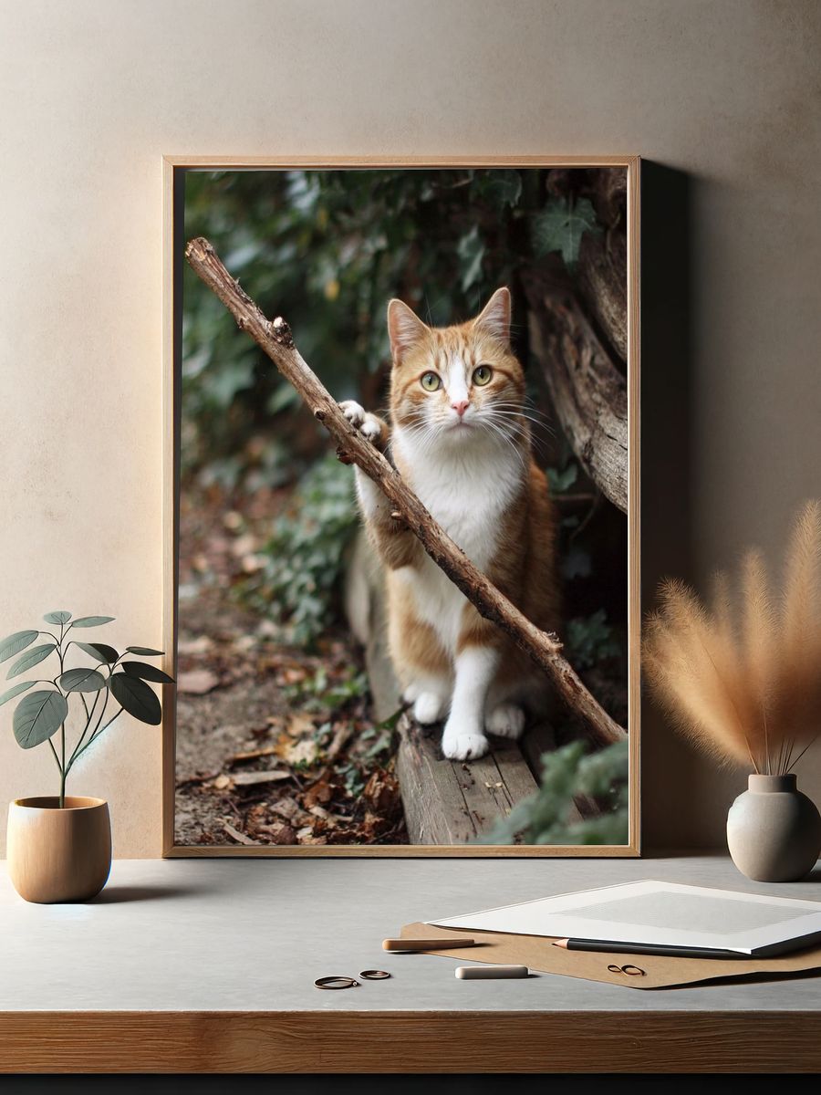 Curious Ginger Cat Photography Poster. — room view 2