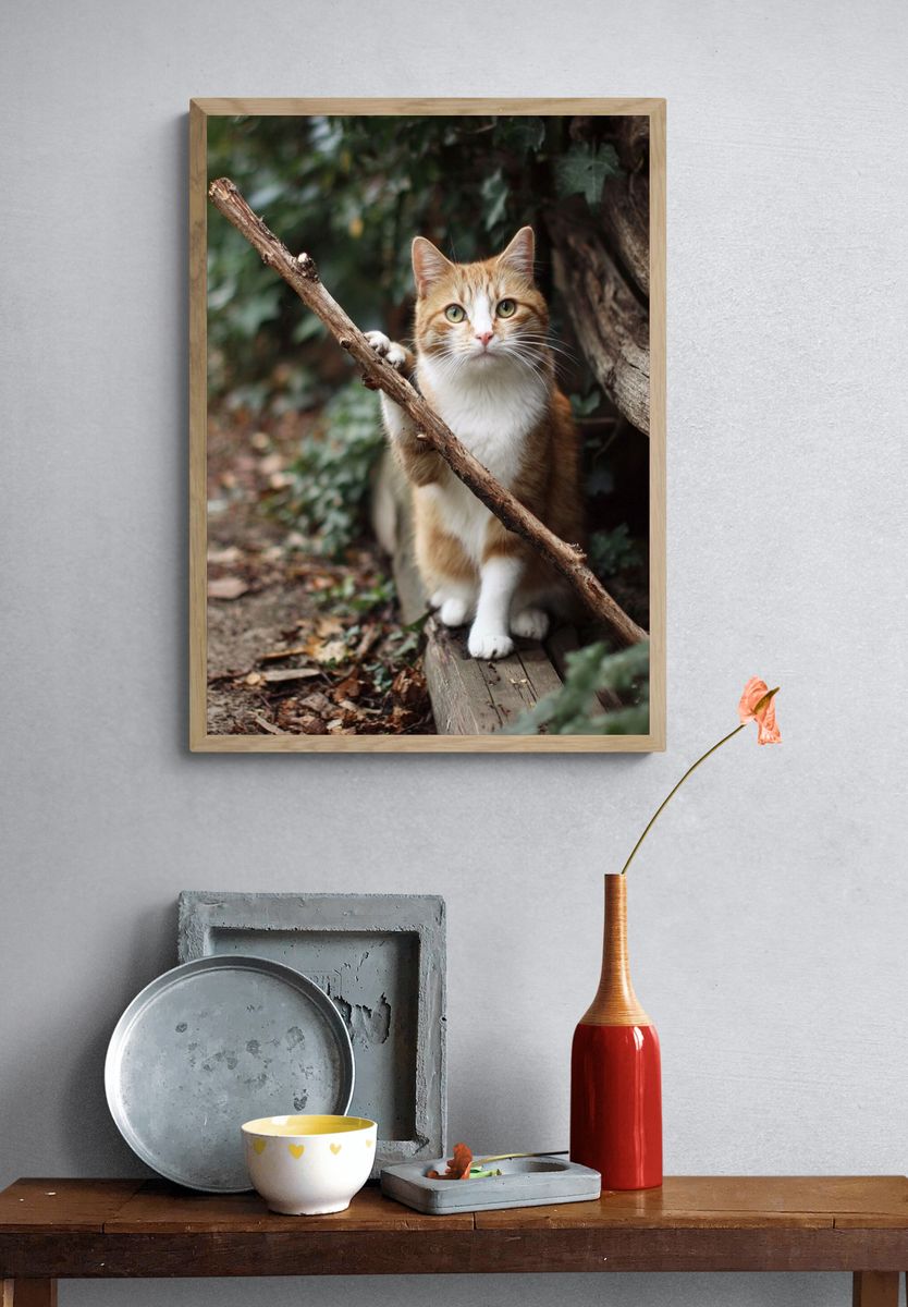 Curious Ginger Cat Photography Poster. — room view 3
