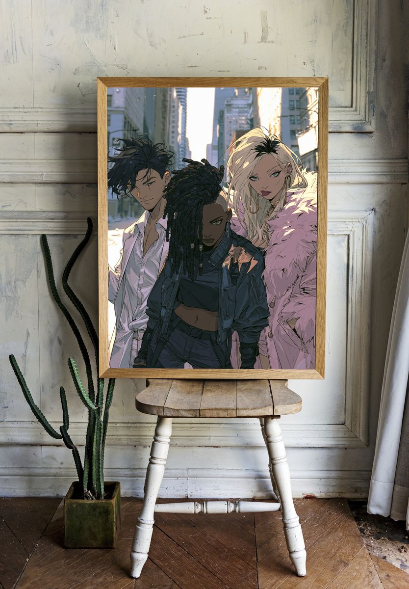 Urban Trio Anime Poster. — room view 1