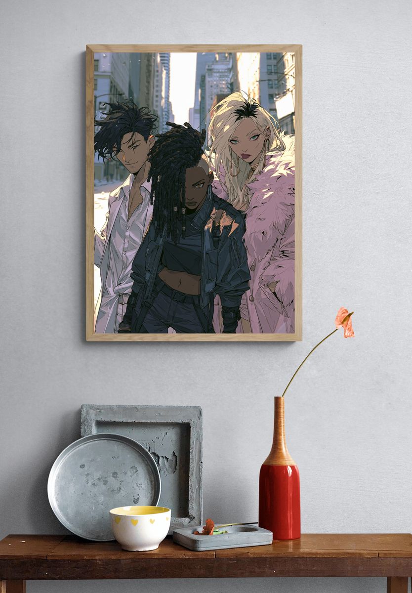 Urban Trio Anime Poster. — room view 3