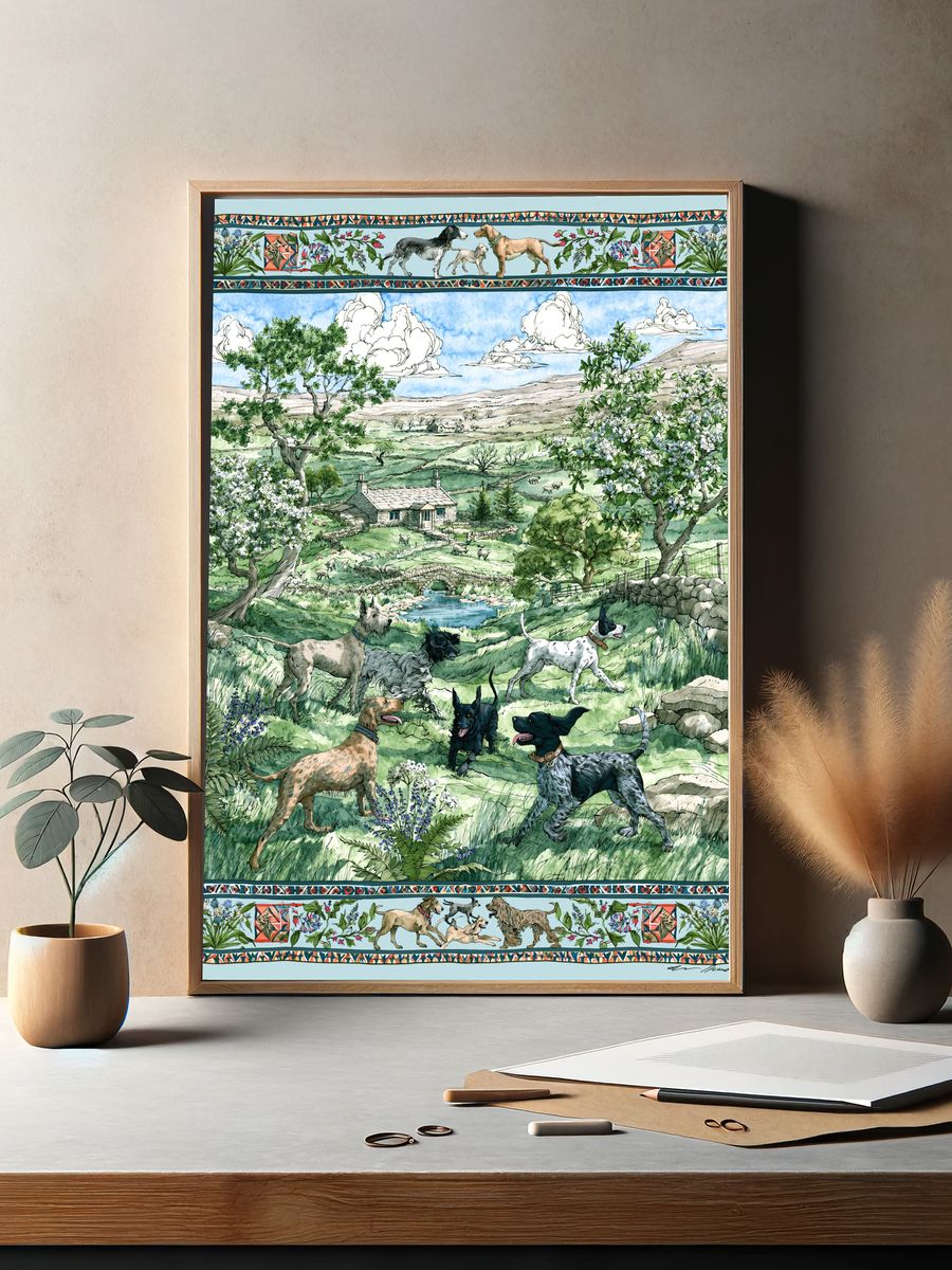 Country Dogs Landscape Poster. — room view 2