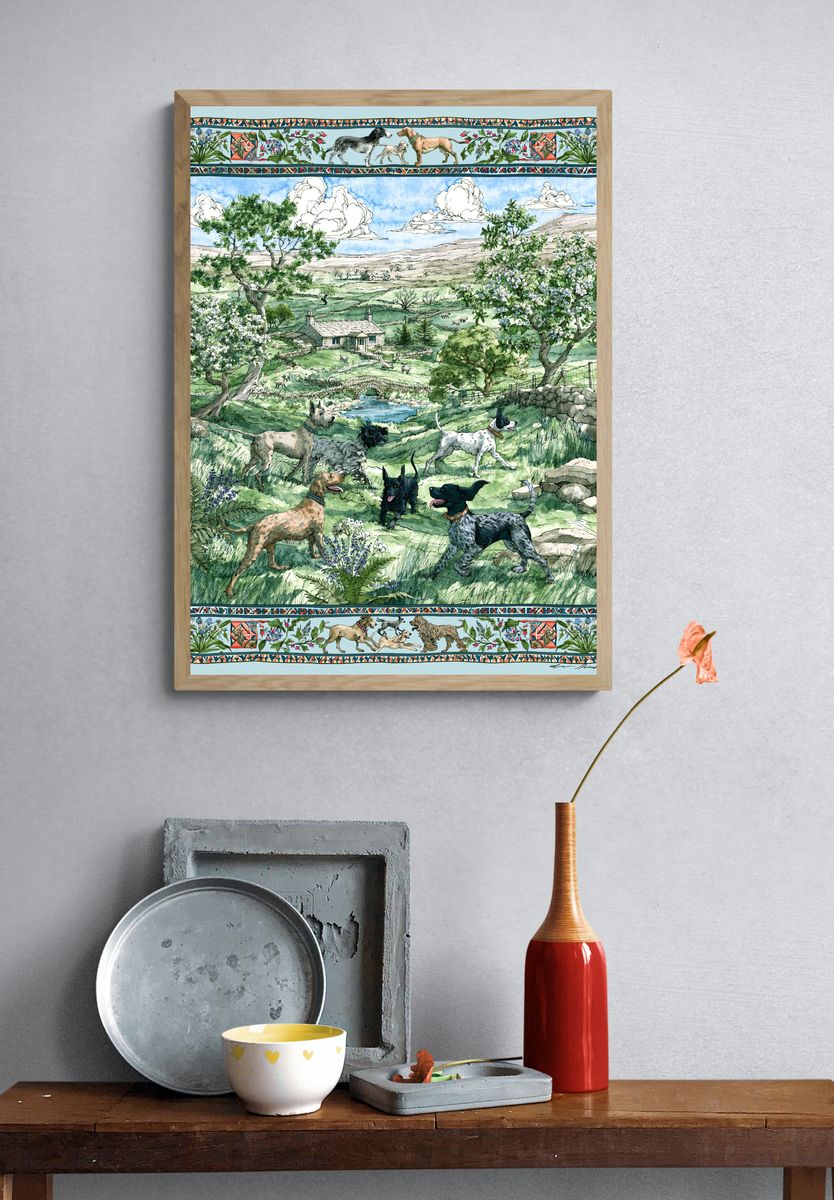 Country Dogs Landscape Poster. — room view 3