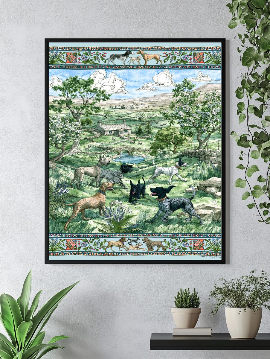 Country Dogs Landscape Poster. — room view 4