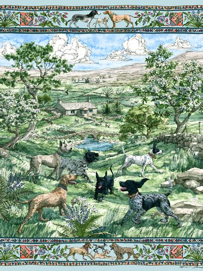 Country Dogs Landscape Poster.