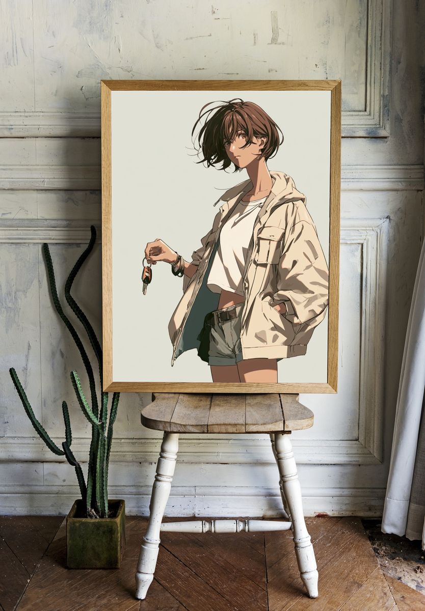 Anime Girl with Keys Illustration Poster. room preview