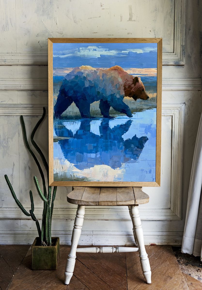 Bear by the Water — Painting Print. — room view 1