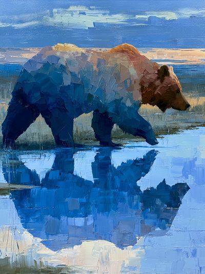 Bear by the Water — Painting Print.