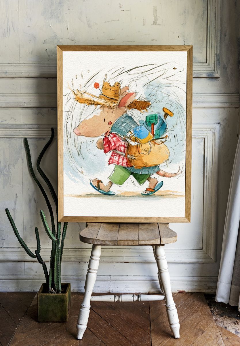 Running Mouse Watercolor Poster. — room view 1
